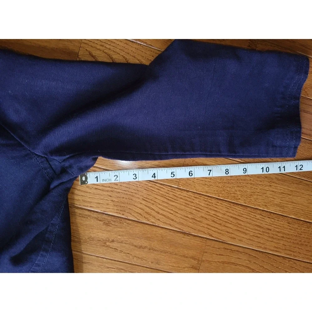 Gap Blazer Womens 6 Navy‎ Blue Linen Blend Notch Lapel 3/4 Sleeve Prep Academic